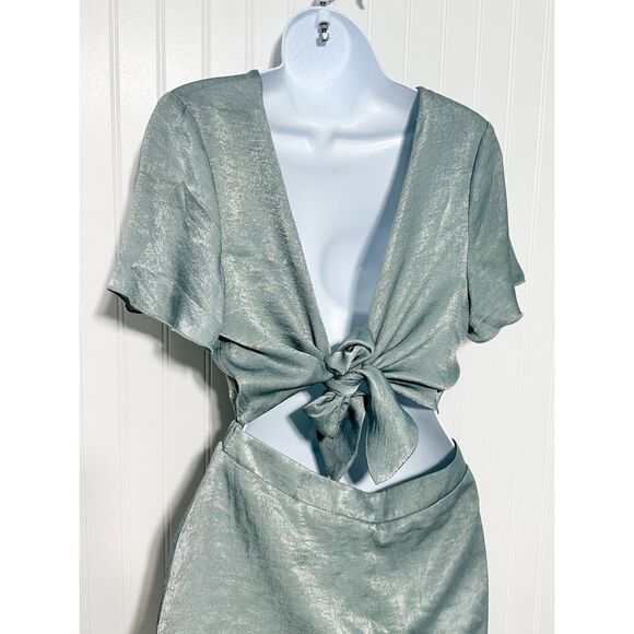 Show Me Your Mumu Women's‎ Riviera Tie-Front Romper Ruffle Trim Green Large - Picture 14 of 14